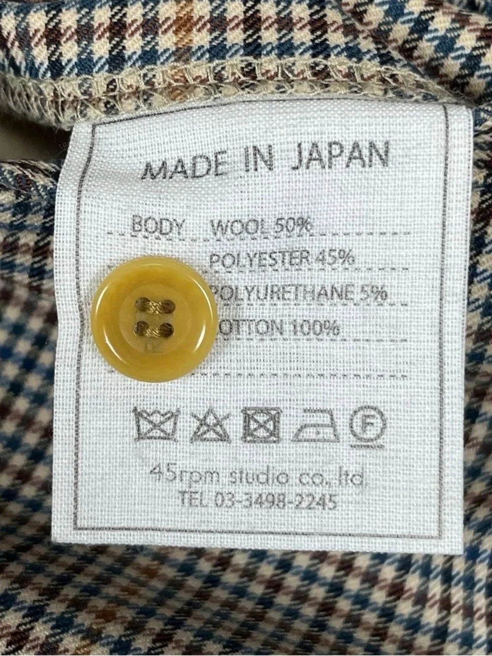 45R Check Pattern Wool Slacks Pants - Picture 14 of 15